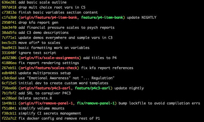 Example of decent commit messages